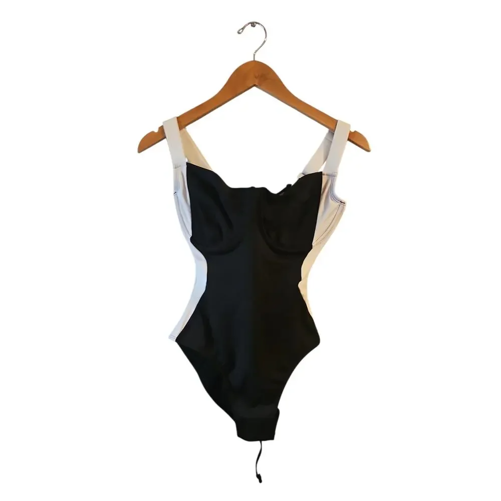 TA3 Lifty waist cinching bust boosting swimwear sz small black white one piece